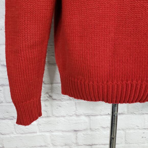 Vintage Red Puff Sleeve Sweater High Neck Button Detail Teapot Cottagecore Sz S - Picture 11 of 14